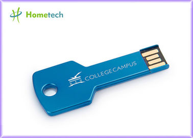 La llave azul/del verde del metal formó el logotipo modificado para requisitos particulares memoria USB