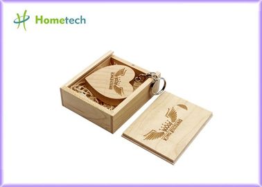 Memoria USB de madera en forma de corazón modificó el logotipo para requisitos particulares para el regalo promocional