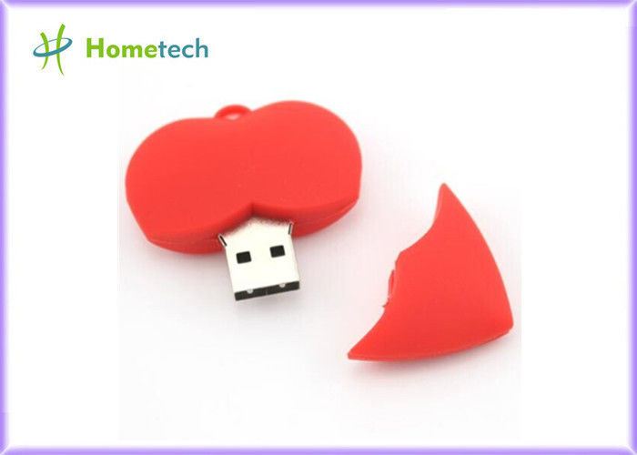 Memoria USB del corazón 1GB del PVC, 2,0 pega el lápiz de memoria de encargo del USB