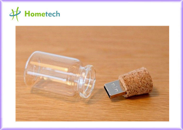 Mensaje de cristal de madera transparente en memoria USB 4GB 8GB de la botella
