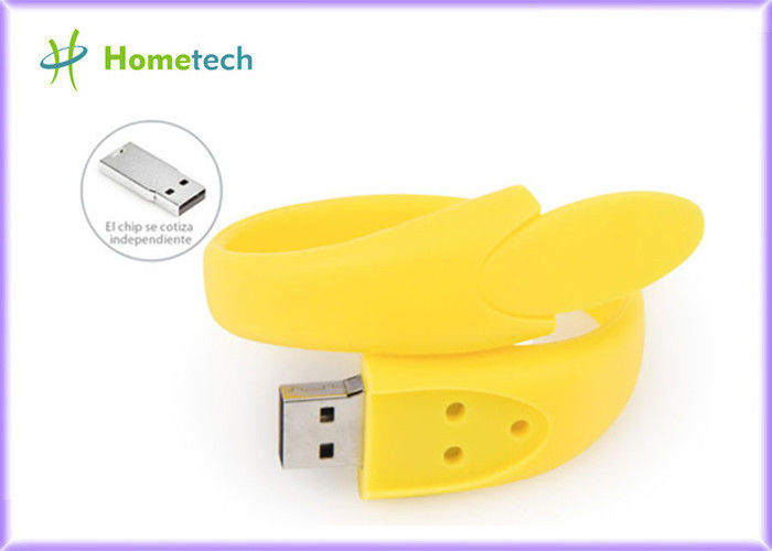 Impulsión amarilla de memoria Flash del Usb del palillo del Usb 2,0 de memoria USB 2-64G del Pvc de la pulsera