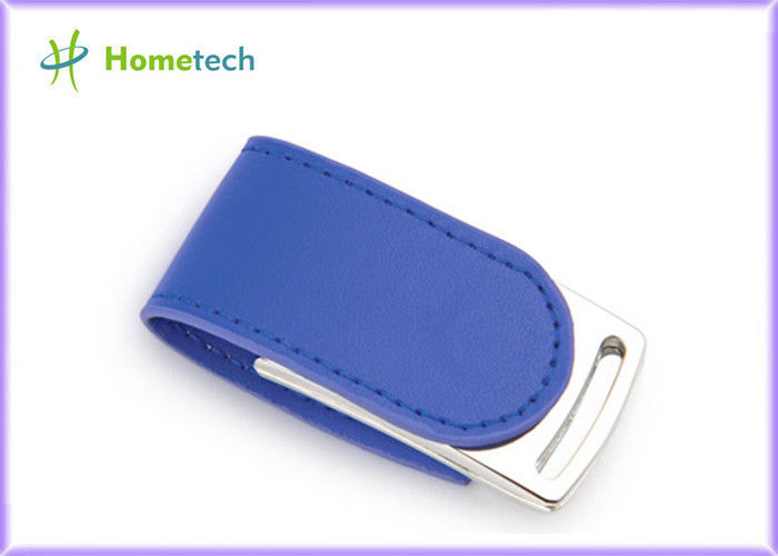 Lápiz de memoria azul 4GB del cuero USB de Eco del CE para el producto promocional