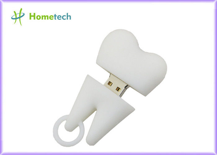 Memoria USB modificada para requisitos particulares forma de los dientes del PVC con 1GB~128GB la capacidad, color blanco