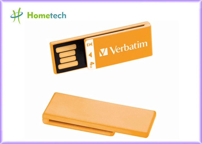 Seda plástica de mini memoria USB estupenda anaranjada - pantalla/por completo impresión del logotipo para el regalo de la escuela