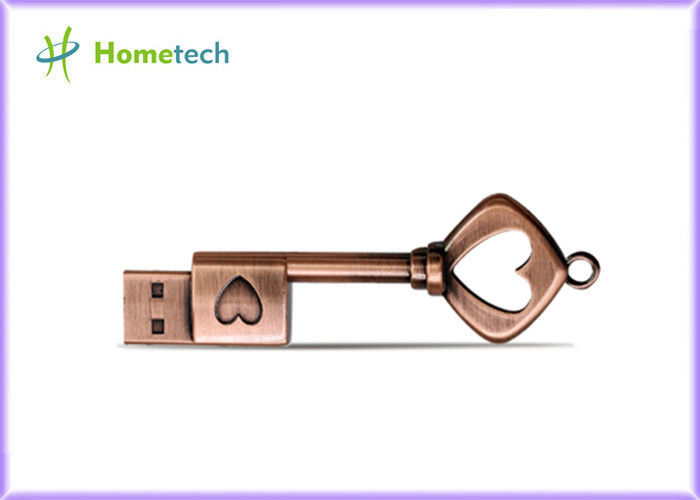 impulsiones del Memory Stick de memoria USB USB 2,0 Pendrive de la llave del corazón del bronce del metal 64GB/32GB