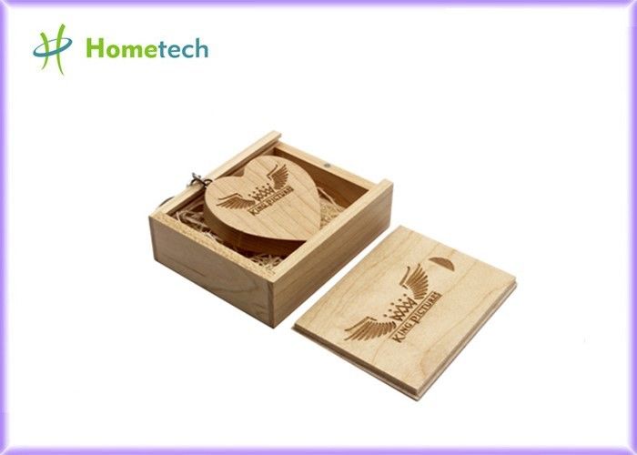 Memoria USB de madera en forma de corazón modificó el logotipo para requisitos particulares para el regalo promocional