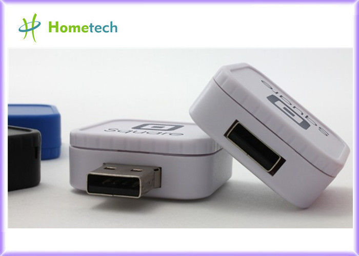 Llave plástica elegante de memoria USB del OEM de memoria USB promocional cuadrada del eslabón giratorio mini