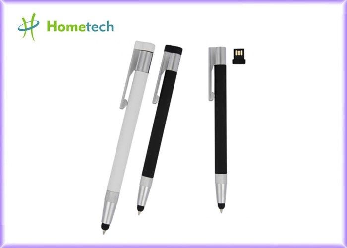 La impulsión de alta velocidad 16GB USB 2,0 de la pluma del bolígrafo negro/blanco modificó el metal para requisitos particulares Mateial