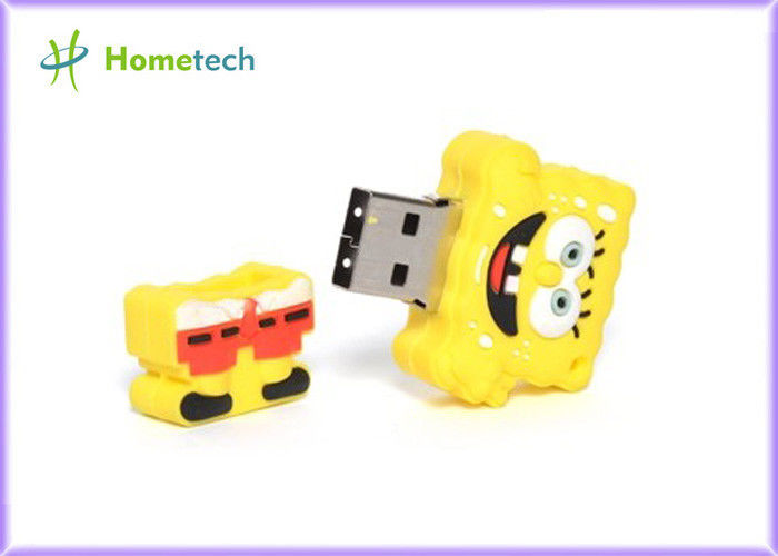 Transferencia de archivos amarilla del rectángulo de memoria USB de la historieta de SpongeBob