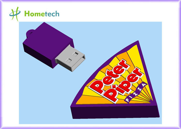 la pizza 4GB modificó memoria USB para requisitos particulares, llave de goma suave de memoria USB de la historieta 2GB