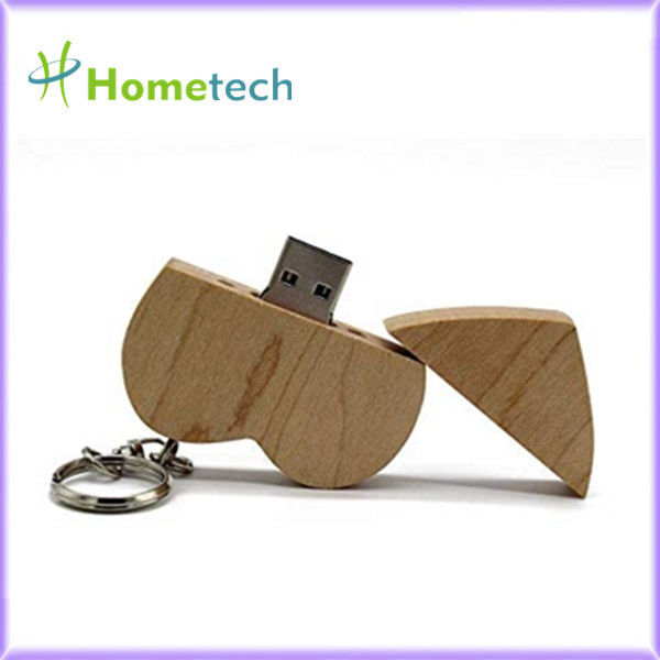 Memoria USB de madera de Walnu de los regalos calientes promocionales en forma de corazón de madera respetuosos del medio ambiente de 5-15MB/S 8GB Company