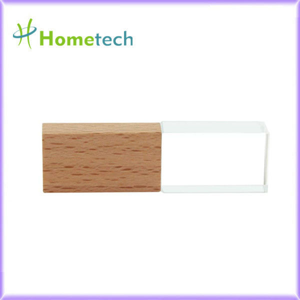 Memory Stick cristalino de madera de bambú de memoria USB de Pen Drive de la luz de Crystal Transparent 32GB LED de madera nuevo