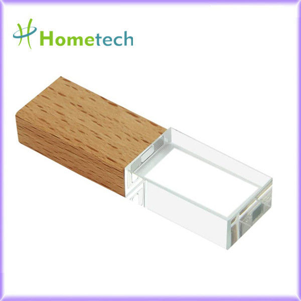 Memory Stick cristalino de madera de bambú de memoria USB de Pen Drive de la luz de Crystal Transparent 32GB LED de madera nuevo