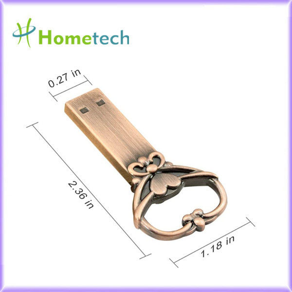 La llave del nudo de amor del metal forma la flash-llave dominante de la llave del flash del usb de memoria USB de la forma del metal de 16GB USB 2,0