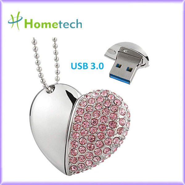 Memoria USB cristalina del corazón del collar 32GB del USB 3,0