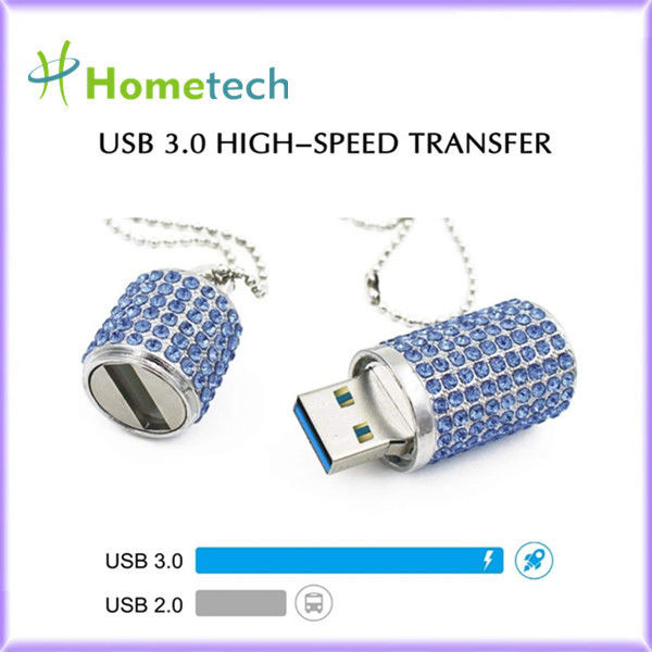 memoria USB cilíndrica cristalina de la memoria de 32GB 64GB