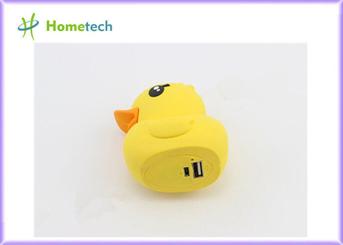 Banco portátil amarillo Ducky de goma del poder del lápiz labial, cargador de batería externo 2600mAh