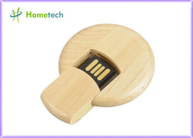 Memoria USB de madera de la capacidad real de la forma redonda, impulsión de madera micro del pulgar