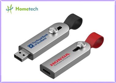 Laser ejecutivo de memoria USB del metal que graba el cuerpo completo del metal con el cordón de cuero