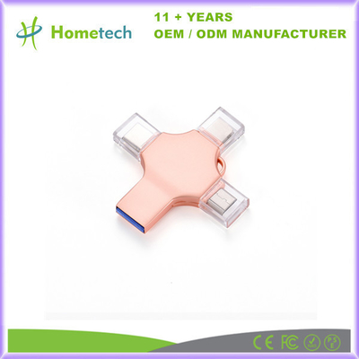 comprar 4 en 1 Usb de alta velocidad 2,0 del teléfono de memoria USB 8Gb 16Gb 32Gb de Otg 3,0 tipo C Pendrive del Memory Stick 64Gb 128Gb para Iphone Fabricación en línea