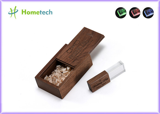 comprar Almacenamiento de datos 3,0 Crystal Usb Flash Drive de madera 4GB 8GB 16GB 32GB 64GB 128GB Fabricación en línea