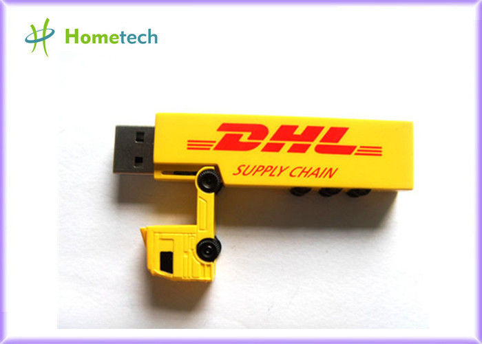 Memoria USB plástica 8GB del camión creativo amarillo para hacer publicidad del regalo