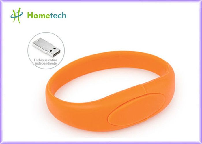 Lápiz de memoria anaranjado del usb de la pulsera de memoria Flash del usb del silicón de la pulsera de memoria USB de la pulsera