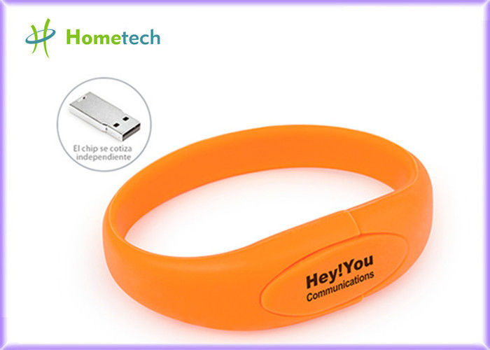 Lápiz de memoria anaranjado del usb de la pulsera de memoria Flash del usb del silicón de la pulsera de memoria USB de la pulsera