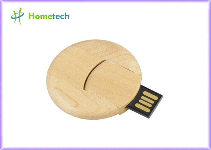 Memoria USB de madera de la capacidad real de la forma redonda, impulsión de madera micro del pulgar