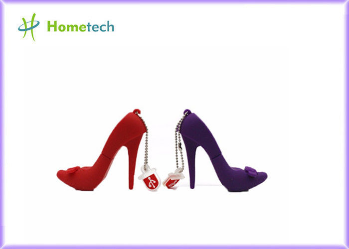 2,0 los zapatos de tacón alto personalizaron el pequeño disco de memoria Flash del USB, 2.os zapatos 3D de la moda modifican PENDRIVE de la historieta para requisitos particulares del PVC 16GB