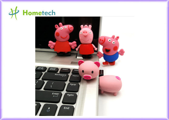 El cerdo grande feliz del rosa de la familia modificó memoria USB para requisitos particulares, memoria USB formada PVC modificada para requisitos particulares pendrive personalizada 4gb 8g