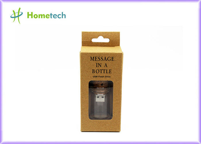 forma cristalina promocional creativa de la botella del mensaje de la unidad USB de madera 16GB