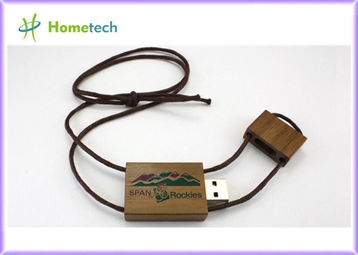 Memoria USB de madera del laser del grabado del eslabón giratorio promocional libre del logotipo
