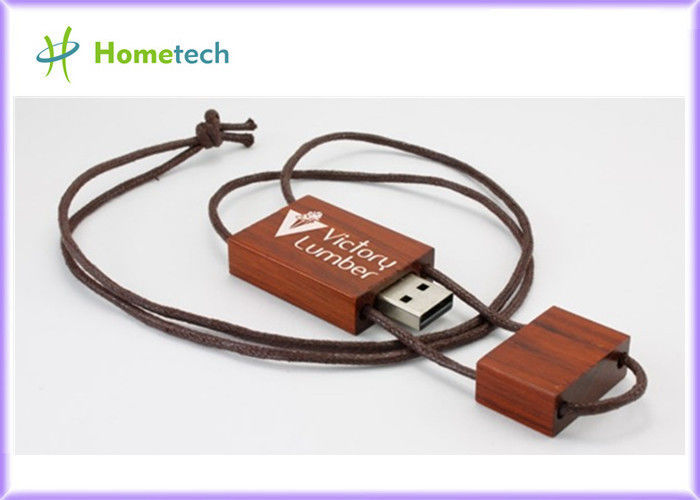 Memoria USB de madera del laser del grabado del eslabón giratorio promocional libre del logotipo