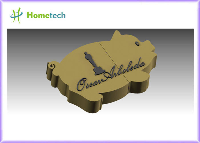 Memoria USB amarilla material linda innovadora del cerdo del PVC de la aduana 256MB-128GB del diseño