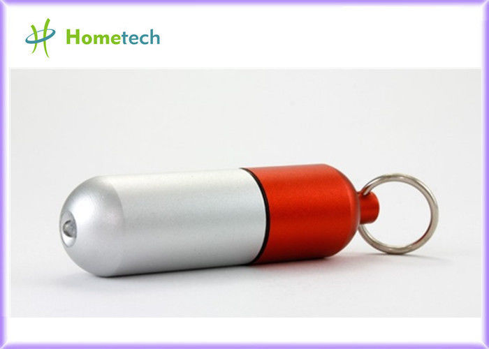 La píldora promocional de la cápsula de la aleación de aluminio del doctor del metal precioso de encargo de plata y rojo de los regalos 4GB formó memoria USB
