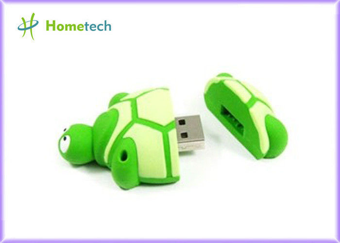 Transferencia de archivos auténtica de memoria USB verde clara 16GB 32GB de la historieta, forma de la tortuga