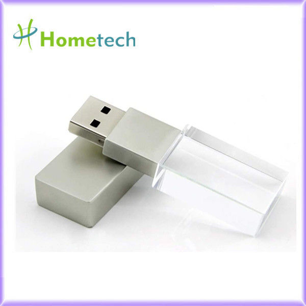 Palillo de cristal USB pendrive 2,0 del usb del regalo corporativo de encargo 3,0 palillo de memoria Flash del cristal LED 64GB