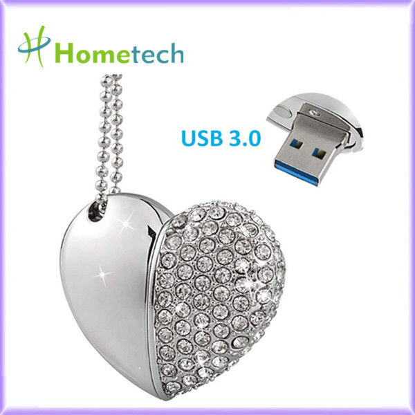 Memoria USB cristalina pendiente del corazón del collar 32GB de la joyería