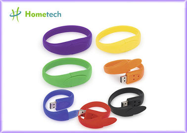 Impresión modificada para requisitos particulares aduana del logotipo de la pulsera del Usb de Coloful Wirstband Pendrive del silicio