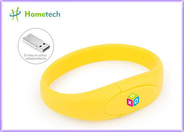 Impulsión amarilla de memoria Flash del Usb del palillo del Usb 2,0 de memoria USB 2-64G del Pvc de la pulsera