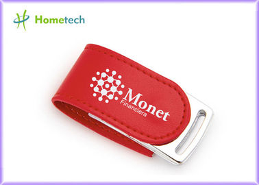 impulsión de cuero de la pluma del Usb de la cubierta de memoria USB de cuero roja 4GB Niza con el logotipo de encargo