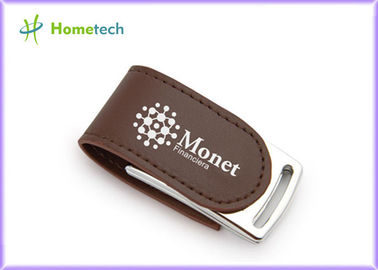 PU de encargo 4GB 8GB Pendrive 64MB del metal del disco de cuero del Usb a 32GB