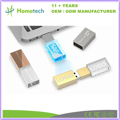 Palillo cristalino de encargo de 4GB 8GB 16GB USB que graba a Logo Crystal Pendrive