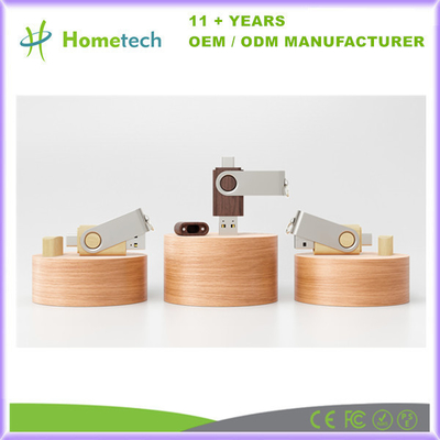 Tipo de bambú memoria USB del arce de la nuez de madera del tornado de C USB 3,0 Pen Drive OTG USB 2,0