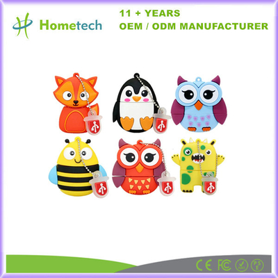 2D / 3D Animal Disco flash USB personalizado de goma de PVC suave USB Flash Memory Stick