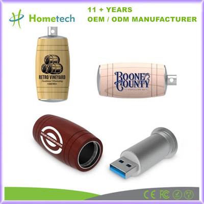 Wood Color USB Flash Drive 8GB-256GB Forma de cubo de vino con interfaz USB 2.0/3.0