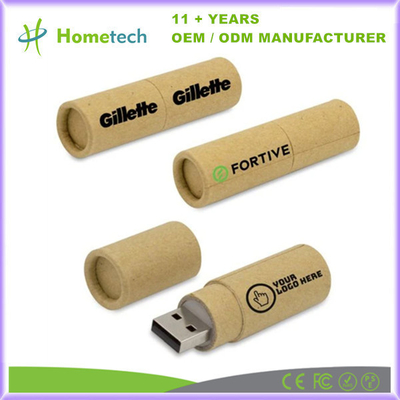 Papel ecológico de reciclaje USB Flash Drive Regalo con impresión para la promoción Un chip de clase
