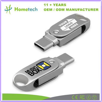 A prueba de choques USB doble USB-C USB-A Flash Drive sin tapa 3.0 Plata personalizado