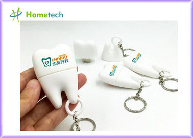 Memoria USB modificada para requisitos particulares forma de los dientes del PVC con 1GB~128GB la capacidad, color blanco